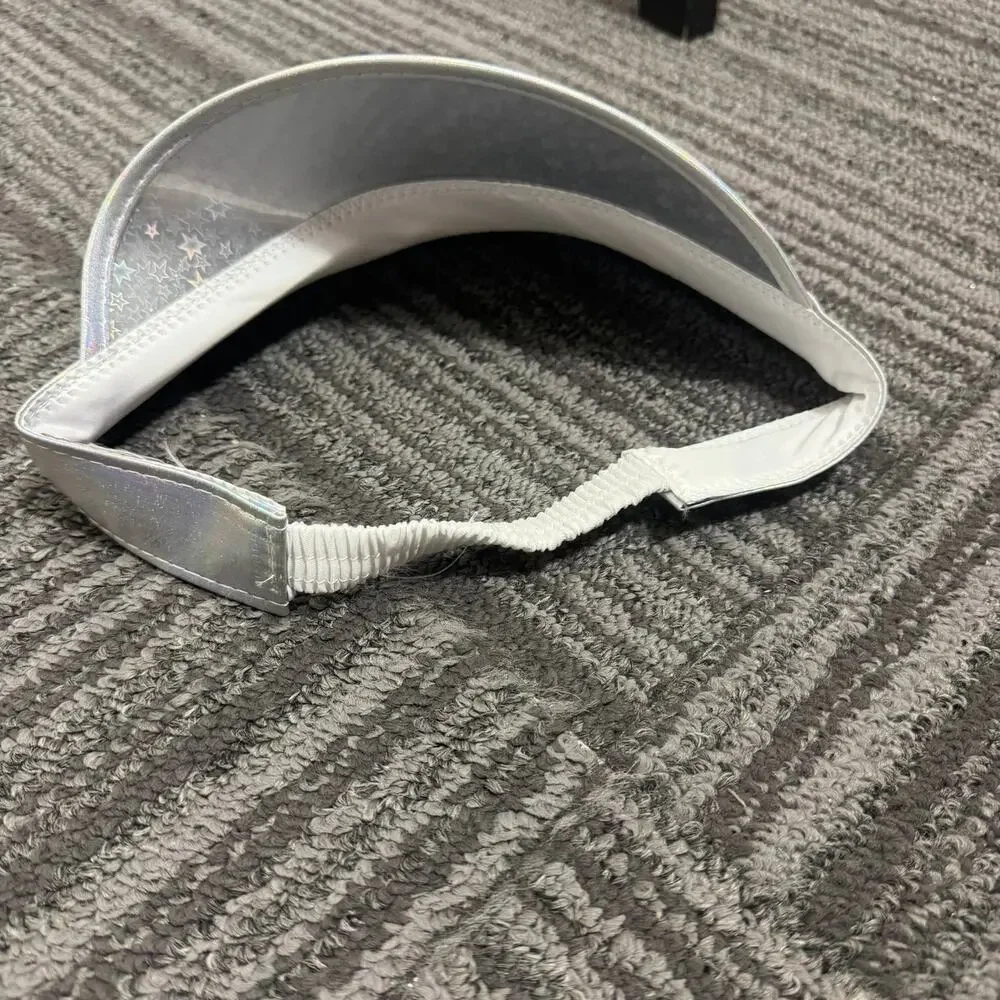 David & Young Holographic Transparent Star Print Visor Silver Retro Festival Hat